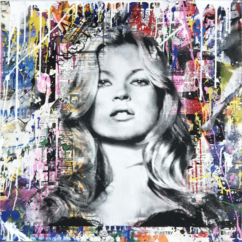 Mr. Brainwash's "Kate Moss," 2018, at Adamar Fine Arts