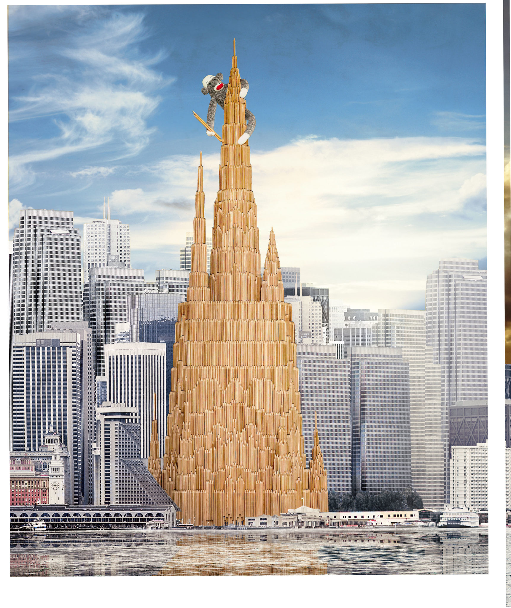 Michael Galbreth and Jack Massing infiltrated the Neiman Marcus Christmas Book in 2006 with The Art Guys’ “Bonded Activity #55, (Skyscraper),” 1997. (Composite photo by Philip Chudy, courtesy The Art Guys)