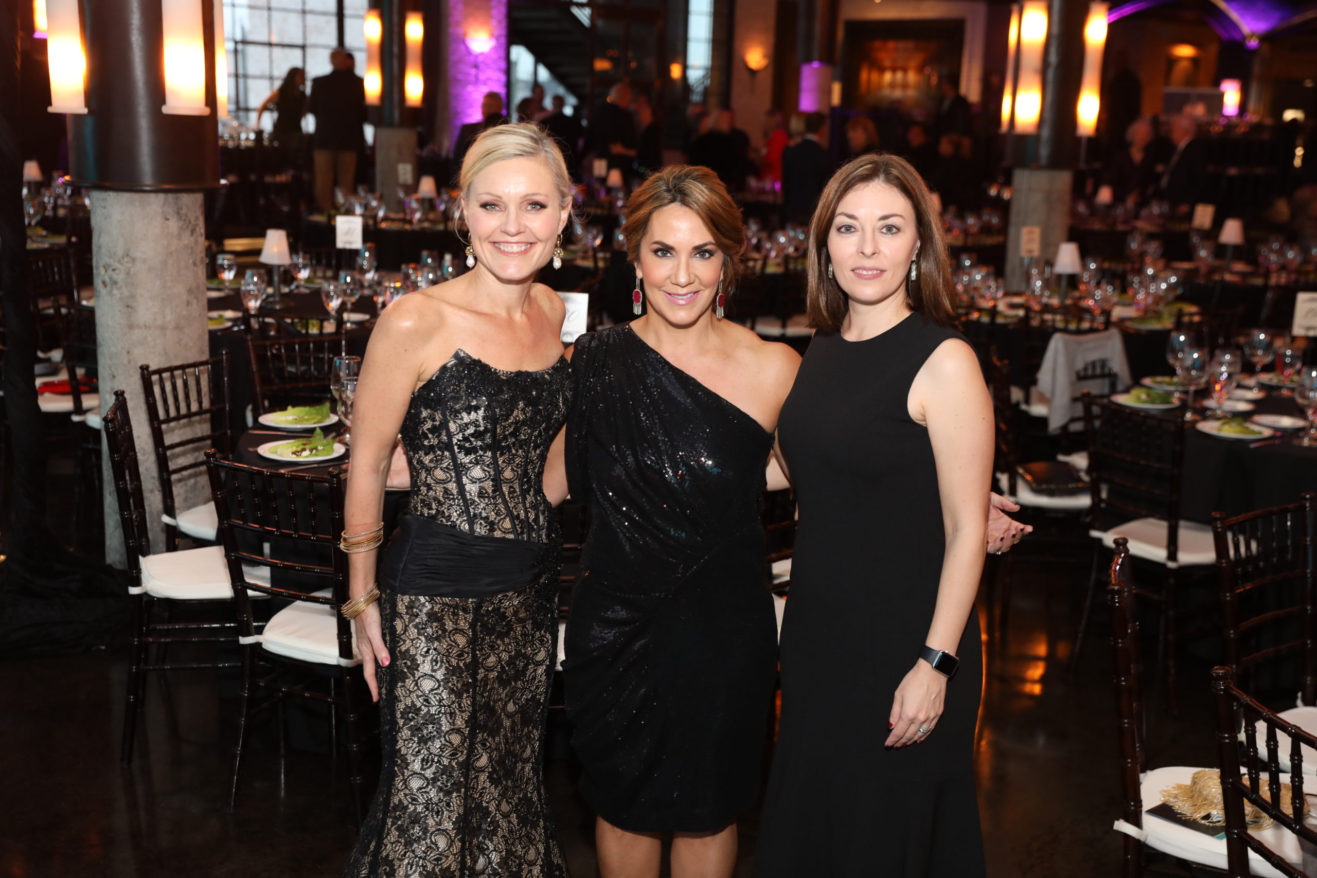 Pamela Skaufel, Courtney Zavala, Kathleen Crist at HAPS Gala (Photo by Priscilla Dickson)