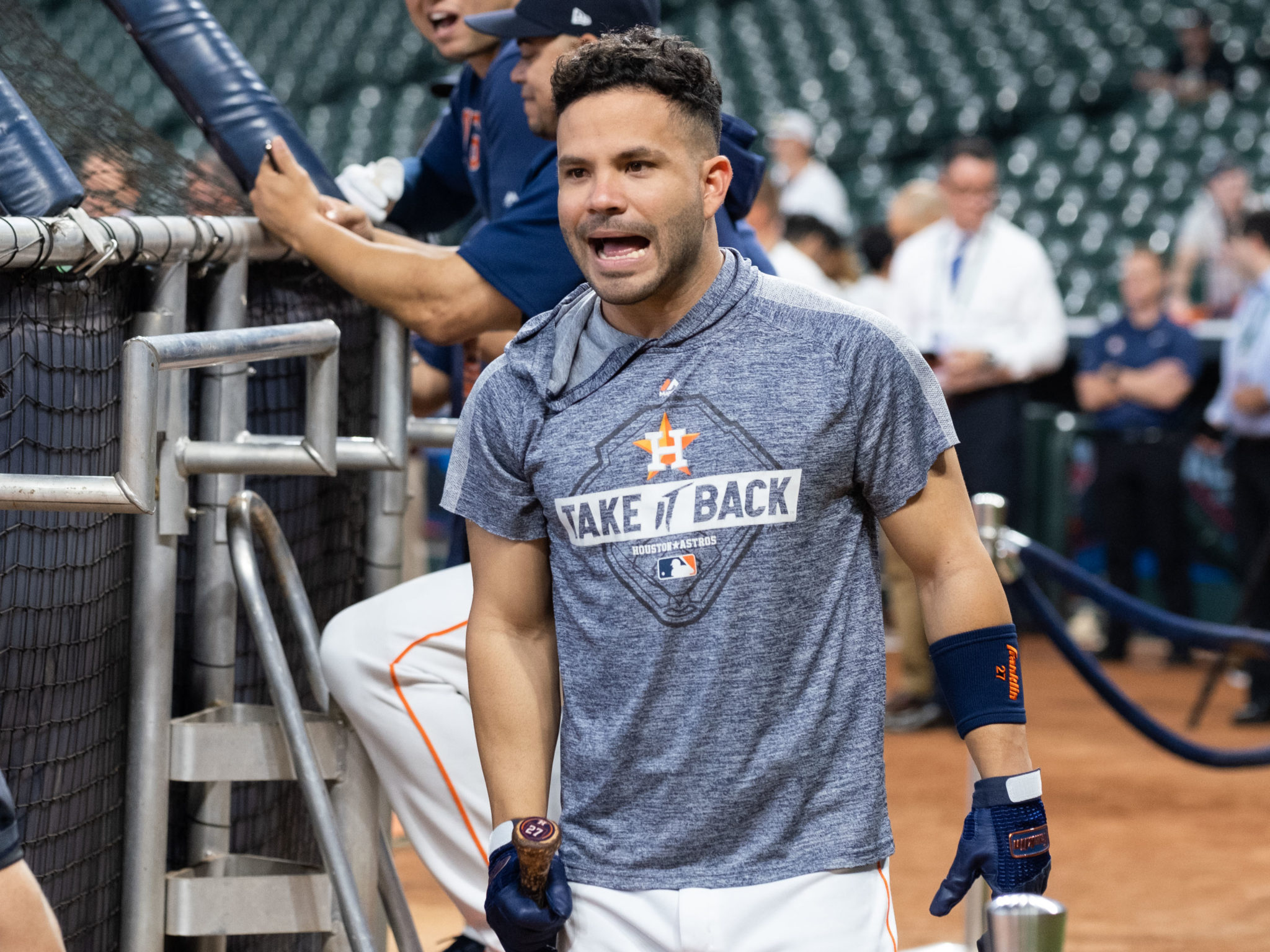 Photo: Jose Altuve stands while Yankees Aaron Judge celebrates in