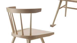 Chair with doorstop leg.