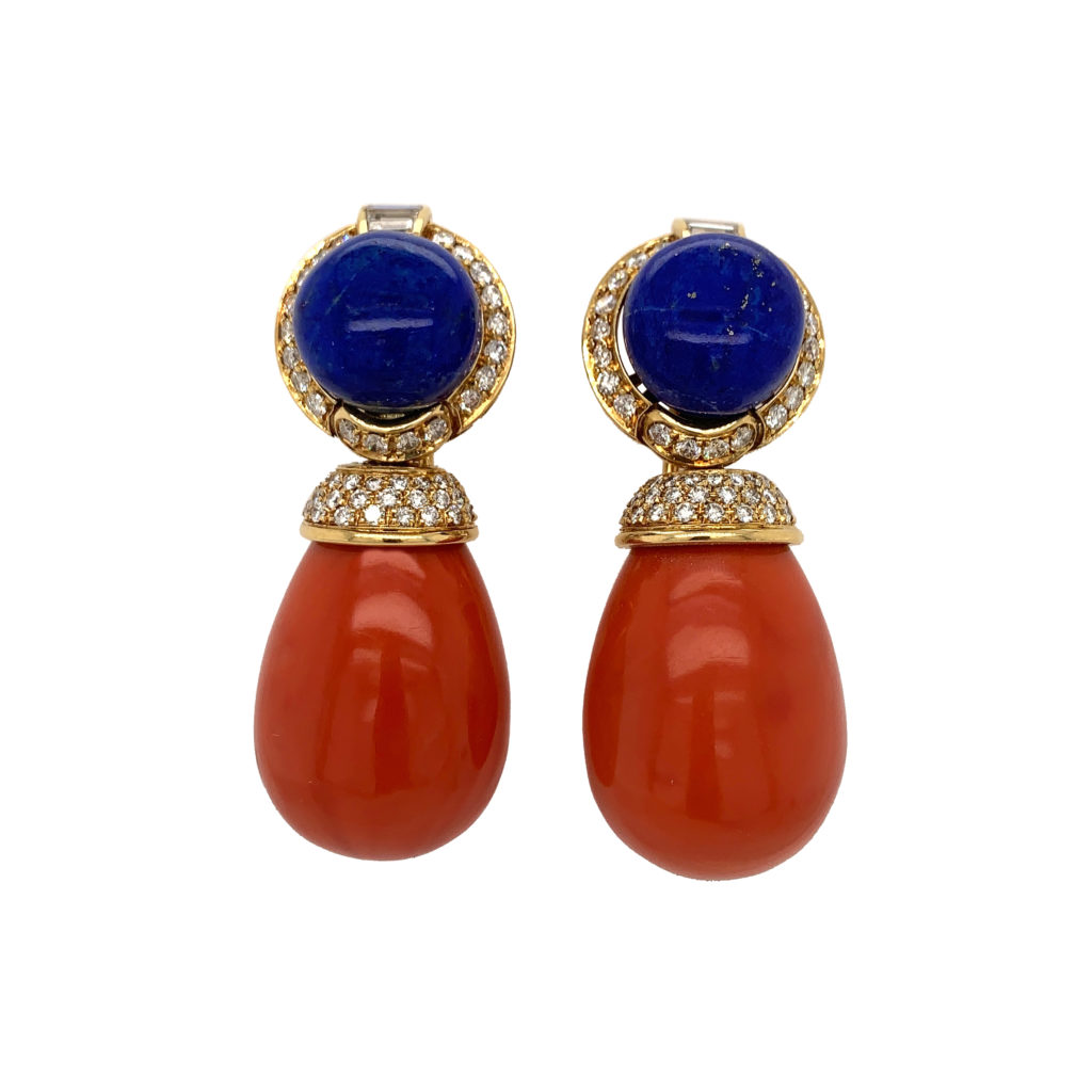 Fancy cut diamonds and baseball diamonds go so well together, these drop earrings reimagined from several estate pieces. 