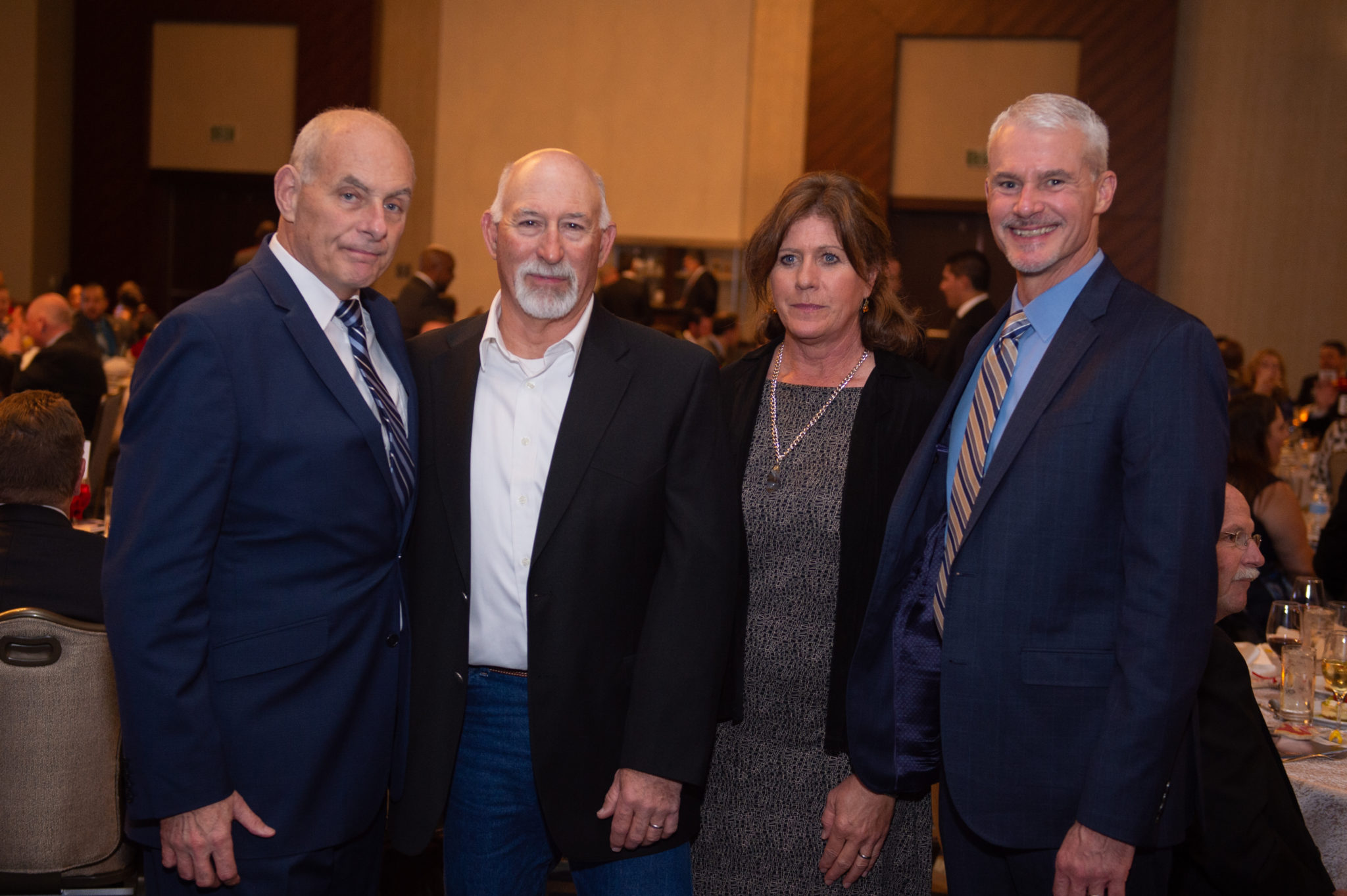 Marine Corps Scholarship Fund award dinner, General John Kelly USMC (Ret.), Jeff Mack, Gretchen Mack, Dr. Michael Strobl USMC (Ret.) (Photo by Wilson Parish)