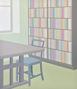 Zsofia Schwedger’s “Library #2,” 2017, acrylic on canvas. (Image courtesy of the artist)