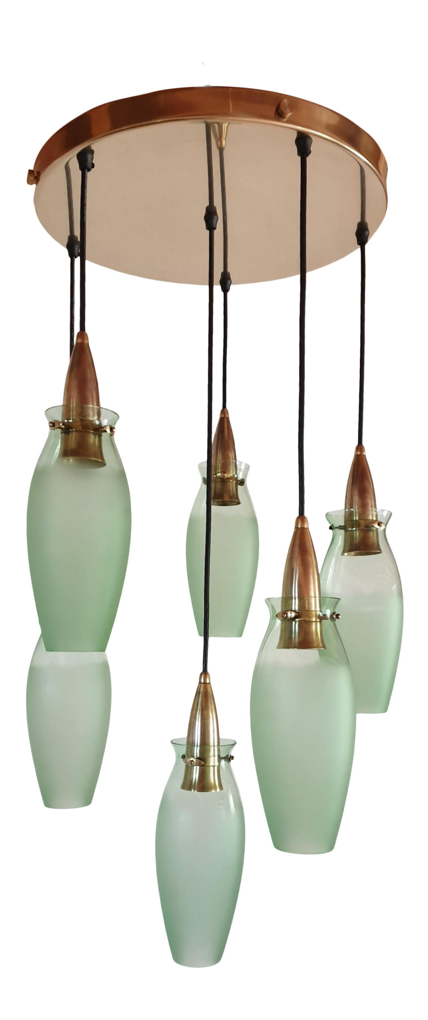 Brass & Glass Italian Mid-Century Modern Flush Mount, Arredoluce Style
