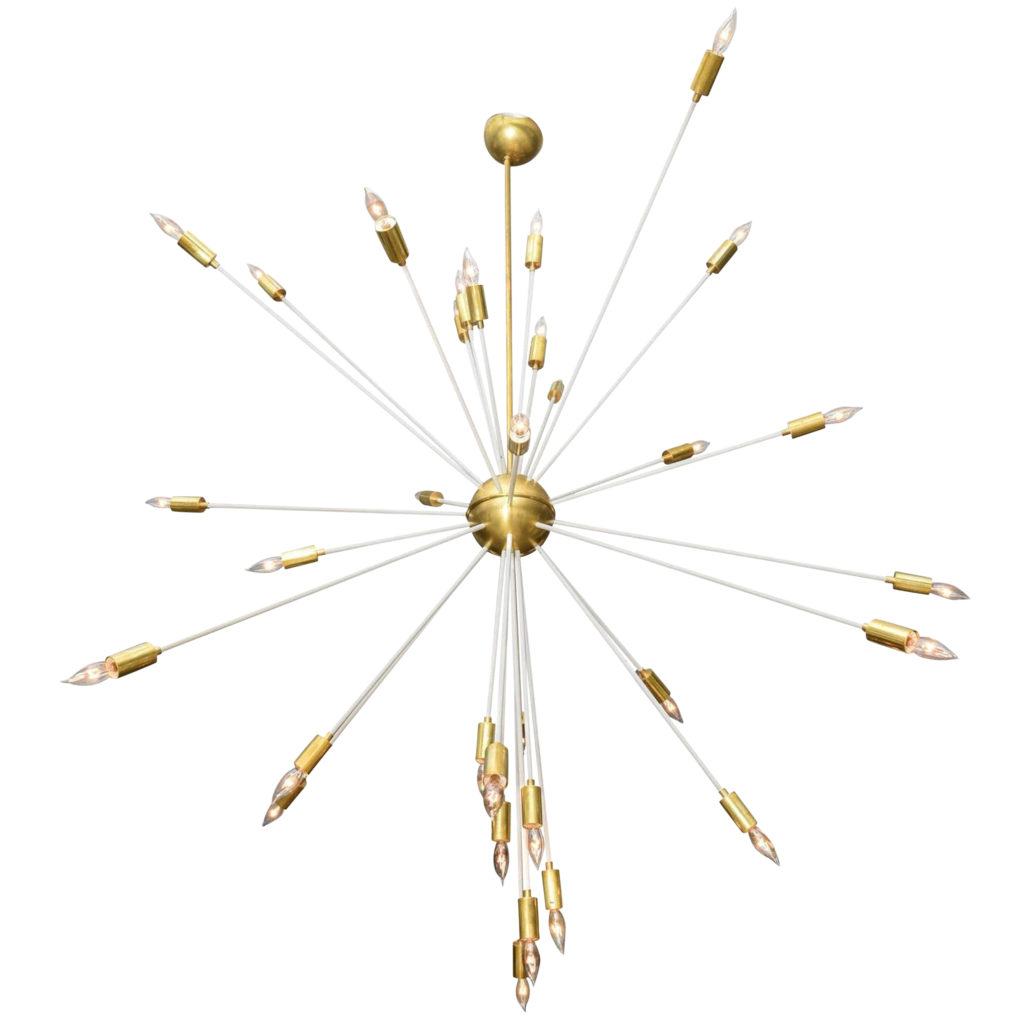 Mid Century Modern Enamel/Brass Sputnik 33 lights Chandelier