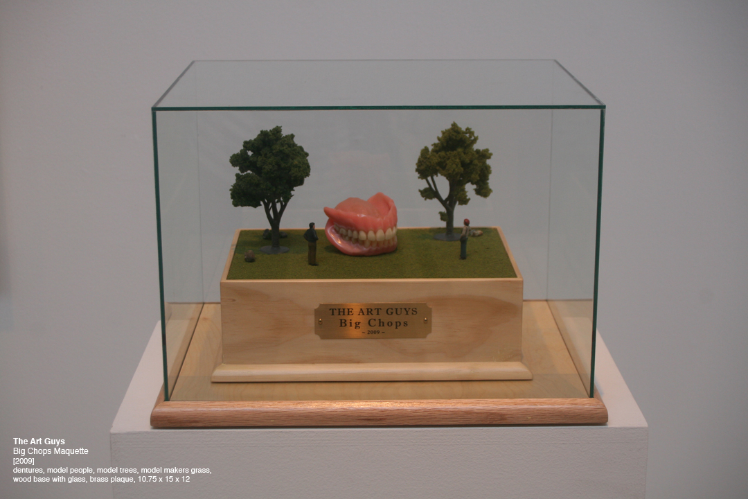 A maquette for the unrealized “Big Chops,” 2009. This Art Guys scheme plays with a sense of scale and skewers the tradition of grand public monuments. (Courtesy The Art Guys)