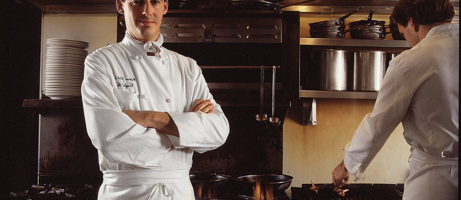 Robert Del Grande in the kitchen of the original Cafe Annie on Westheimer, 1984