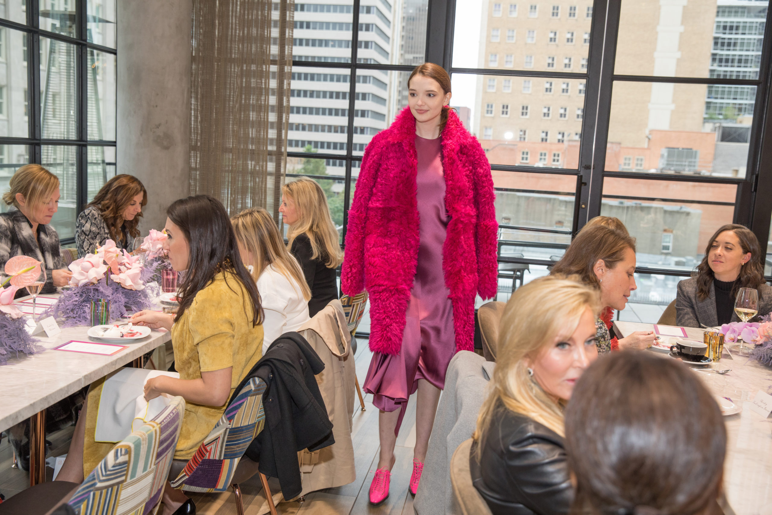 A model walks during philanthropic luncheon at Forty Five Ten wearing the Sies Marjan line