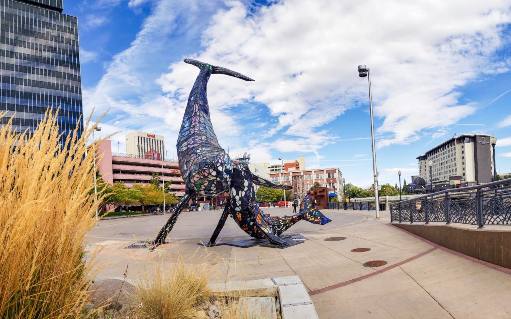A Space Whale swims through downtown Reno.(Photo by Natalie Lumbo, City of Reno)