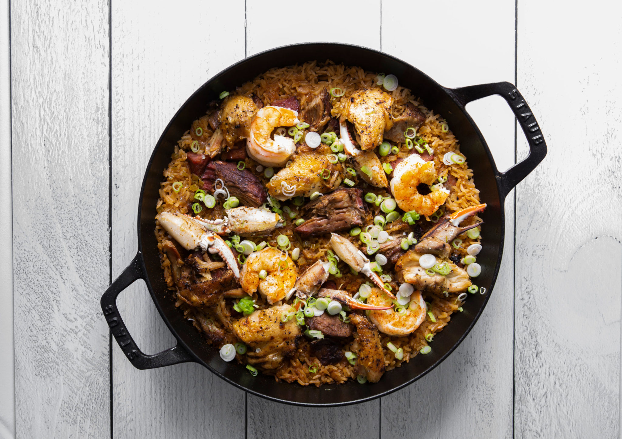 Smoked pork, chicken, and Shrimp jambalaya (Photo by Julie Soefer)