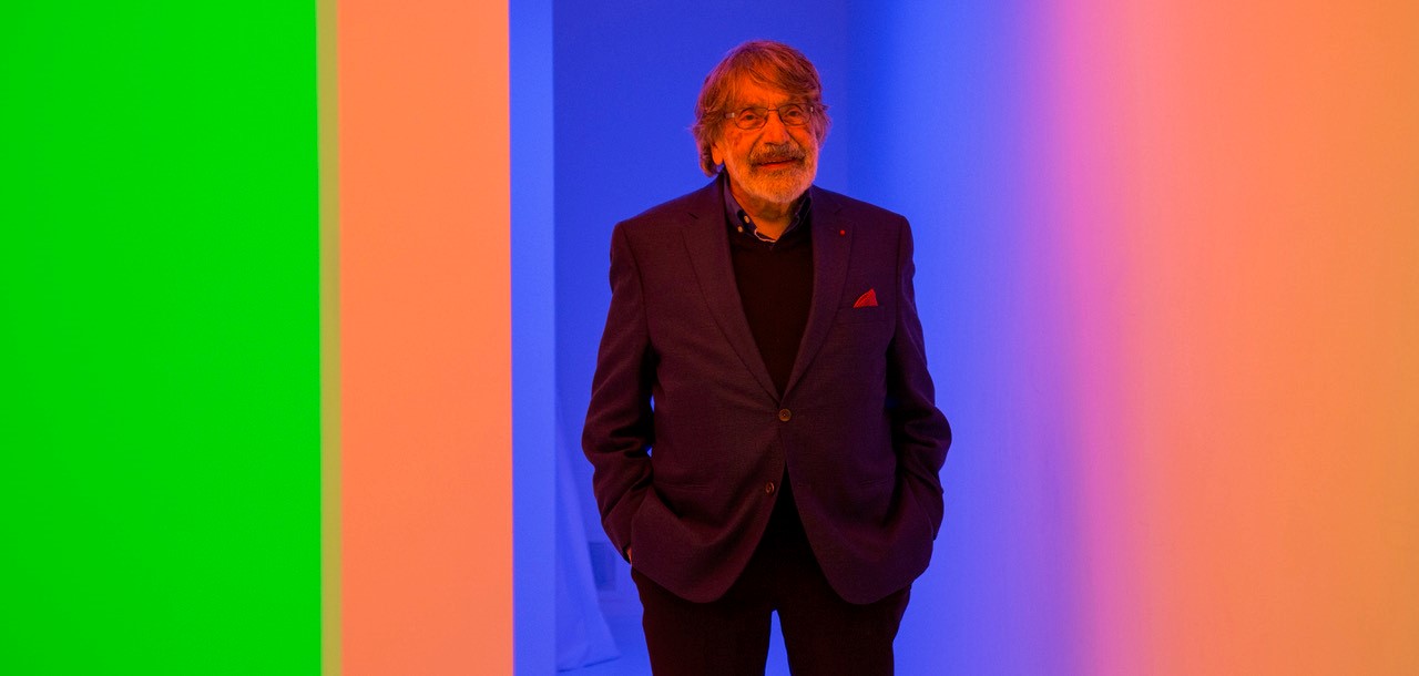 Great excitement centers around the announcement of the Carlos Cruz-Diez chromatic tunnel that will connect the MFAH Kinder with the Law Building. The late Latin American artist, shown here, with one of his signature works. (© Adagp, Paris, 2019. © Photo: Articruz S.A.)
