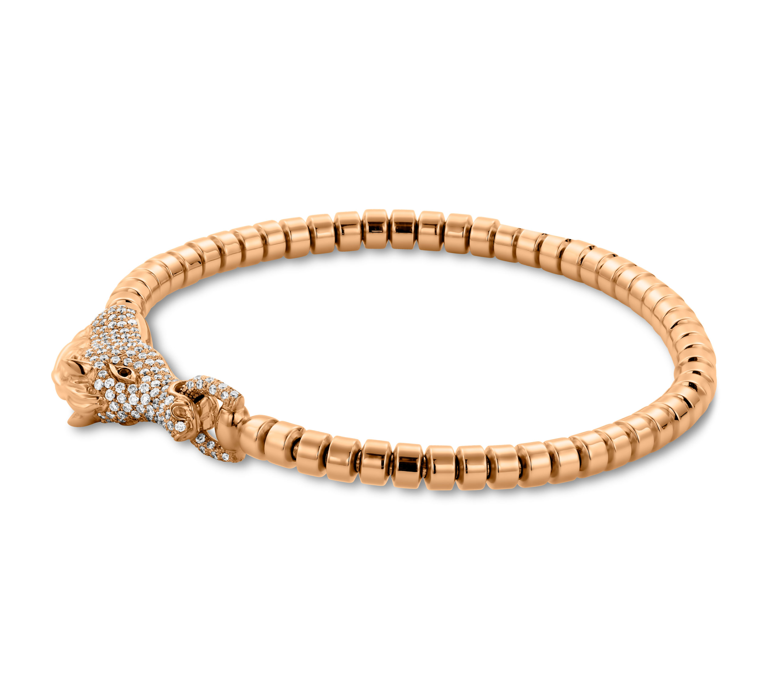 HulchiBellunirosegolddiamondpavebeadstretchbracelet