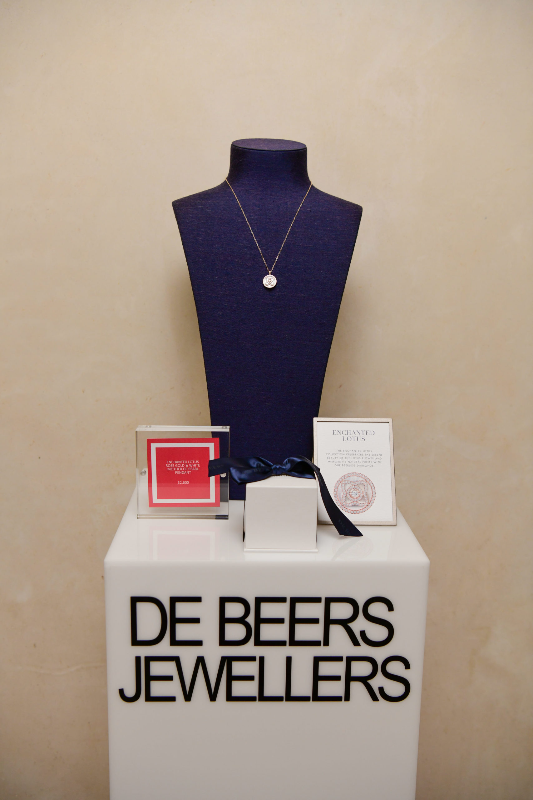 De Beer Jewellers' rose-gold lotus pendant was among the luxe prizes offered in the newly imagined Another Great Night raffle. (Photo by Daniel Ortiz)