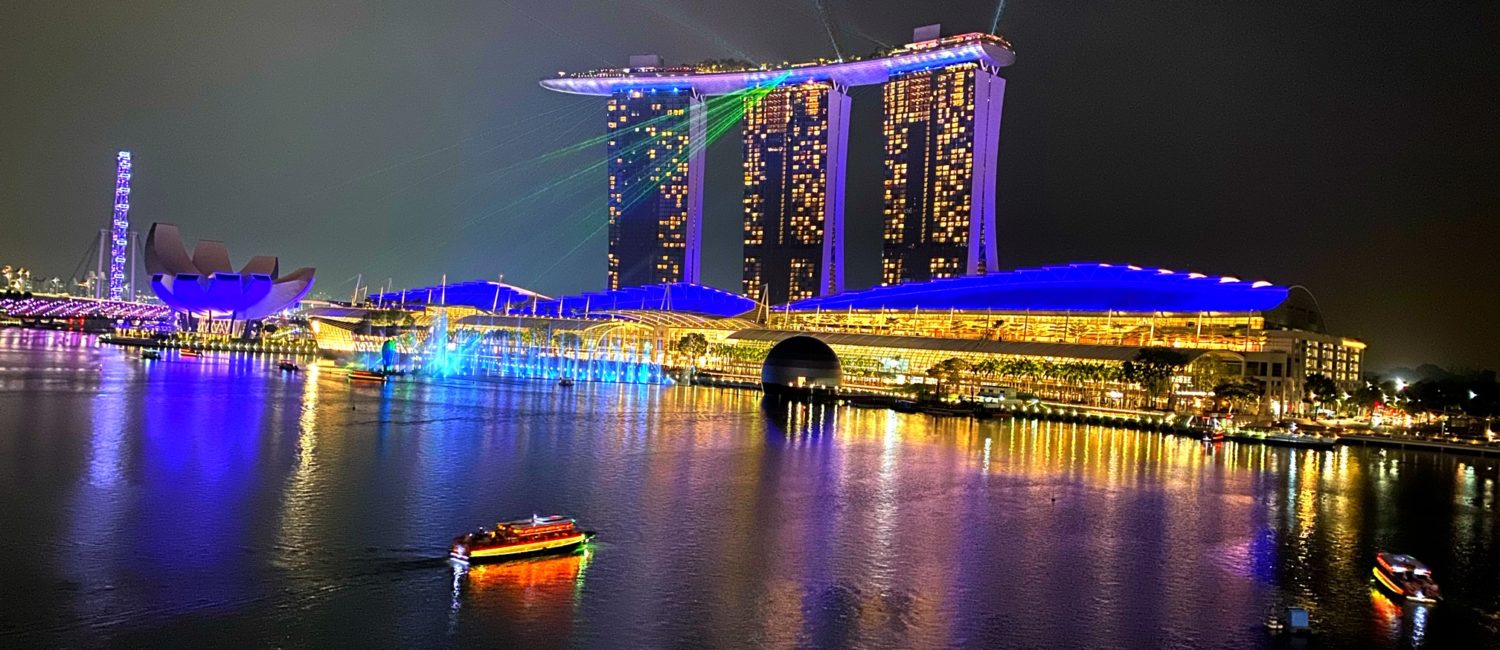 The light show is nightly at Singapore’s Marina Bay Sands Hotel (Photo by Jane Howze)