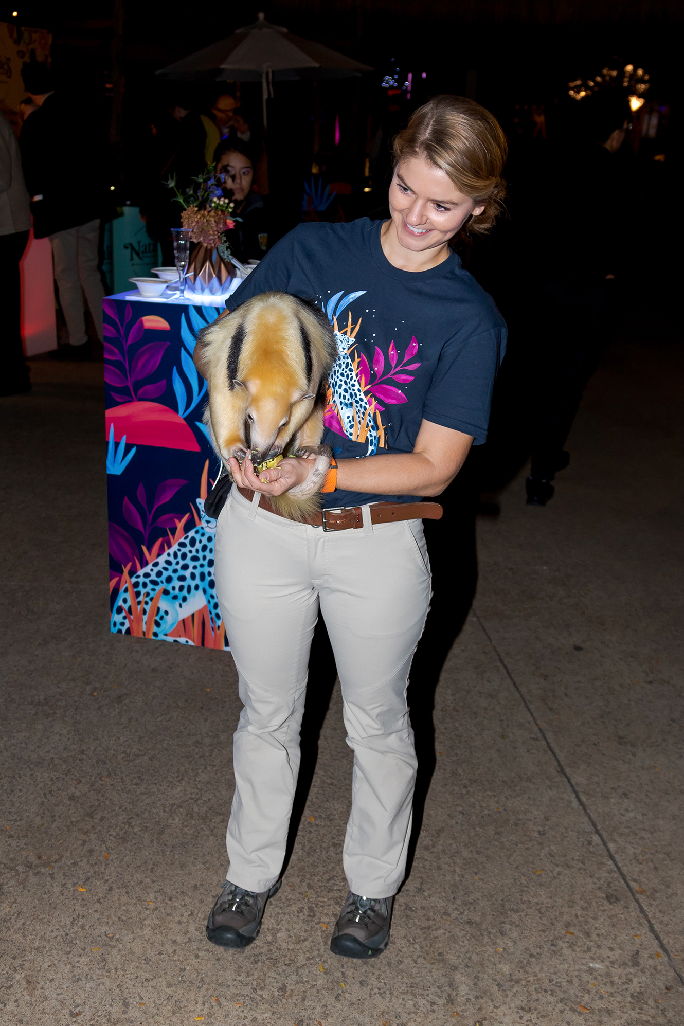 An anteater and its trainer helped welcome guests to the gala (Photo by William Neal)
