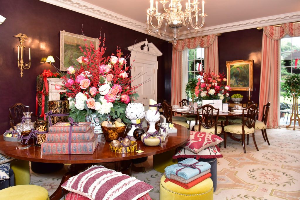 The Sarofim dining room is filled with riches from the OKA home collection.