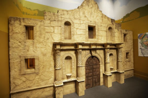 A replica of the Alamo at the Bush Center’s holiday exhibition