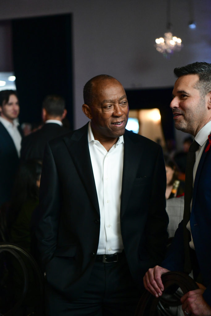 Mayor Sylvester Turner before speaking at the World AIDS Day luncheon (Photo by Daniel Ortiz)