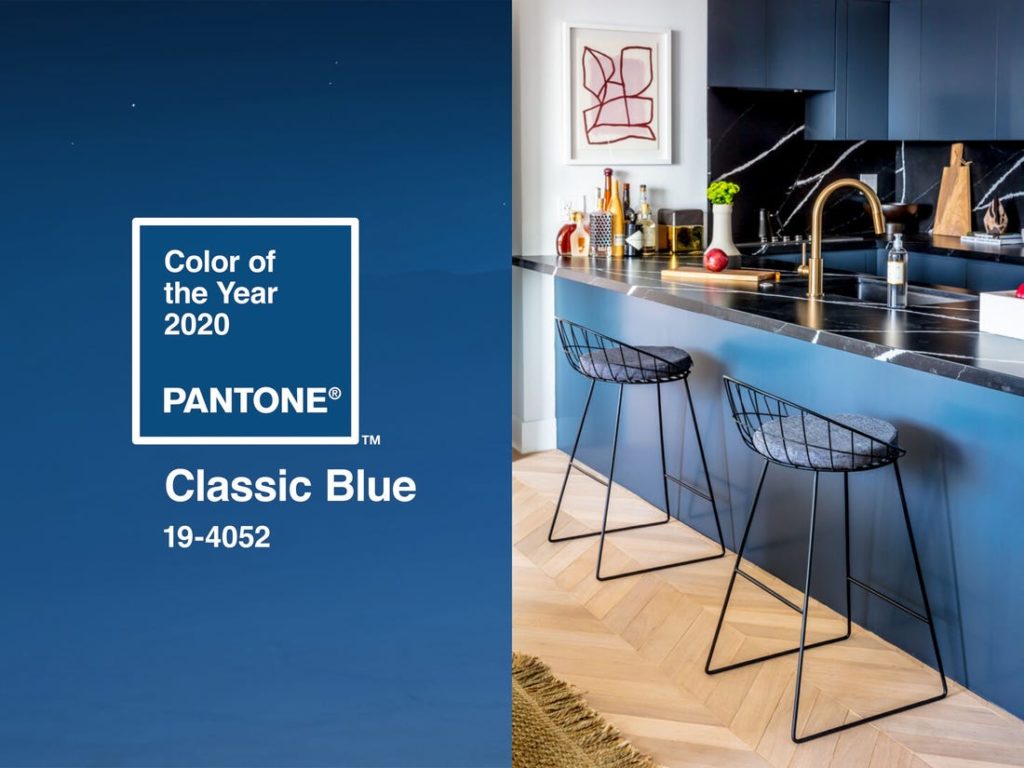 Classic Blue shown in a painted countertop.
