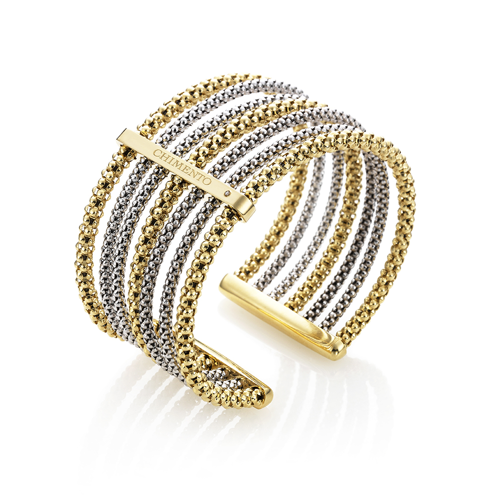 Chimento 18k yellow and white gold Stretch Multiple seven row cuff bracelet