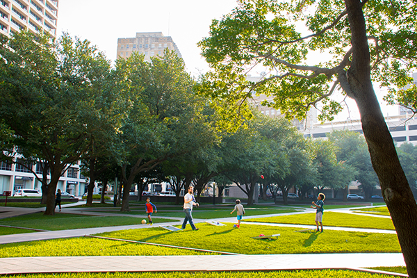 A sunny day in Burnett Park.
