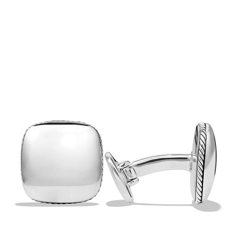 David Yurman sterling silver Streamline square smooth cuff links.