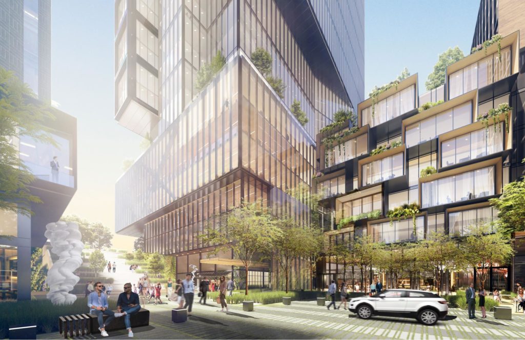 View of Field Street District.
(Rendering by HKS Architects).