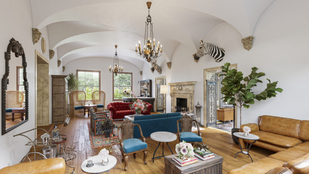 Designer Ken Fulk has created a whimsical aesthetic layering history with imagination and a touch of Austin in the Commodore Perry Estate Auberge (Photo by Commodore Perry Estate/Auberge Resorts Collection)