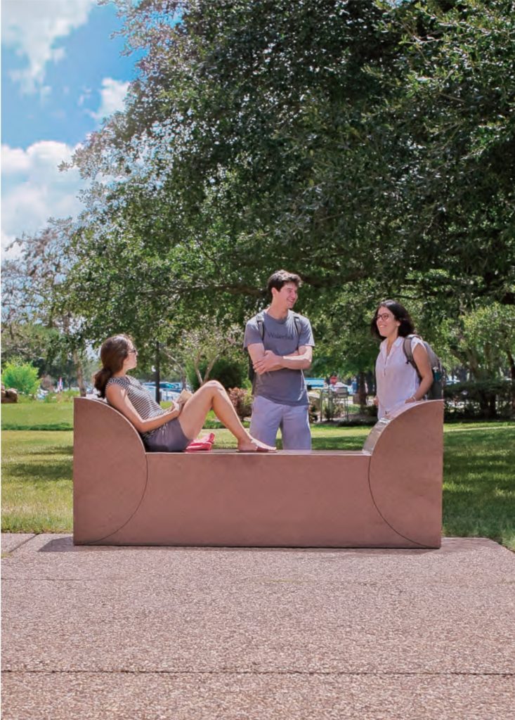 Scott Burton’s “Benches,” 1985, near the Gerald D. Hines College of Architecture and Design.