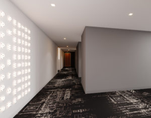 The Preston Corridor Level 15 hallway; Rendering Courtesy of MaRS