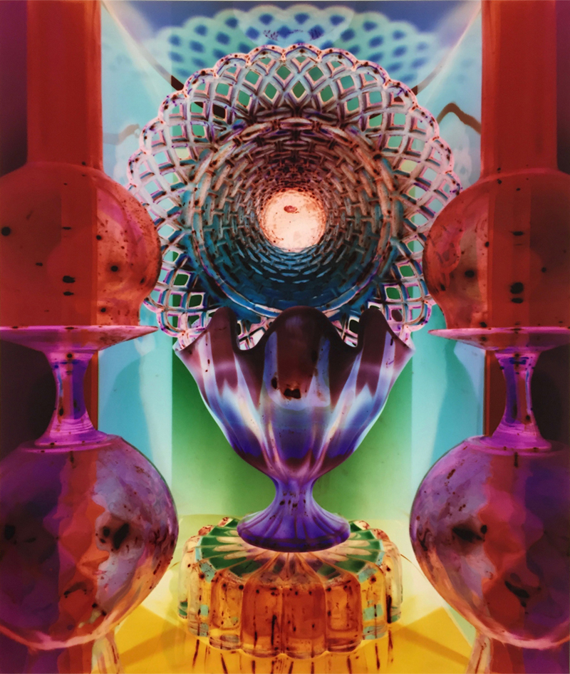 Robert Calafiore’s “Untitled,” 2017, speaks to the photographer's innovative practice that employs historic glass vessels as objects of beauty and contemplation. 