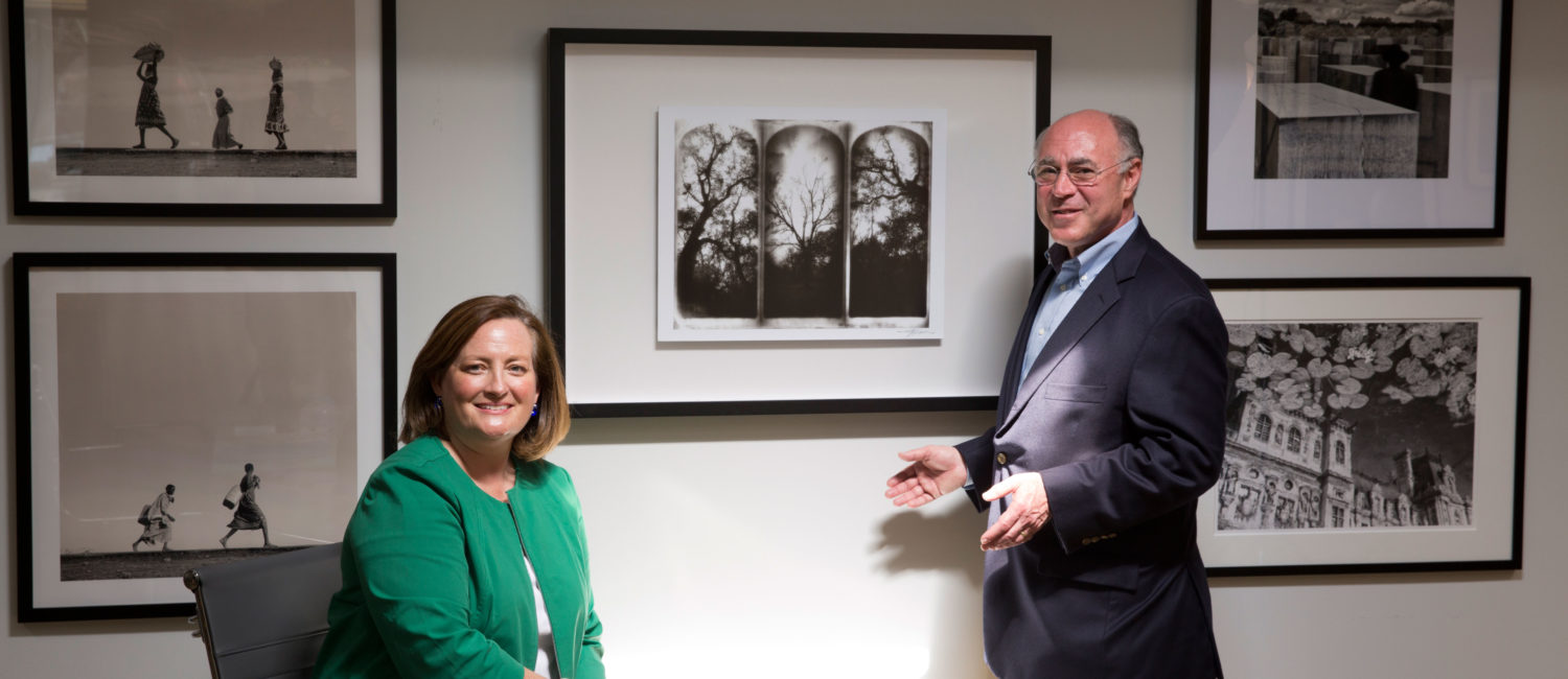 Collector Bryn Larsen and with her business partner, Geoffrey Koslov, of Foto Relevance gallery. (Photo by Jenny Antill Clifton)