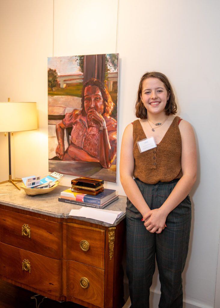 Scholarship recipient Amalya Graham (Liberty Christian Academy), with her work, Mama. (Photo by Adam Stewart)