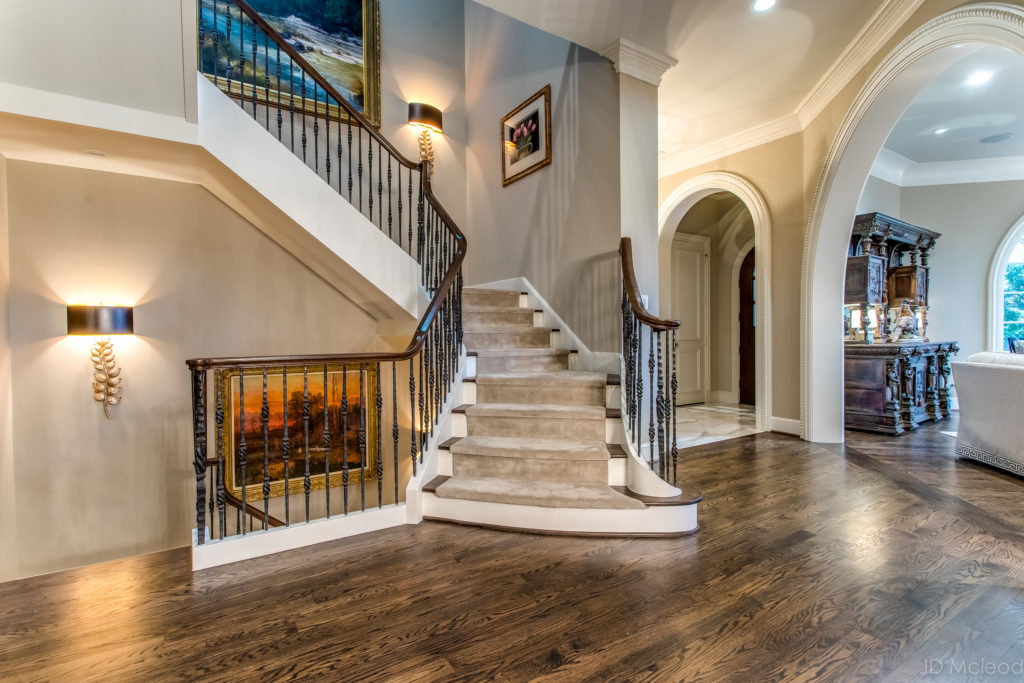 The staircase is a centerpiece of the Bel Air home. (Photo by JD McLeod)
