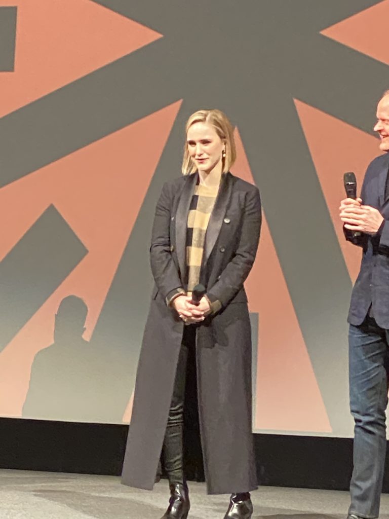 Rachel Brosnahan appears at premiere of “Ironbark” a British spy thriller (photo by Jane Howze)