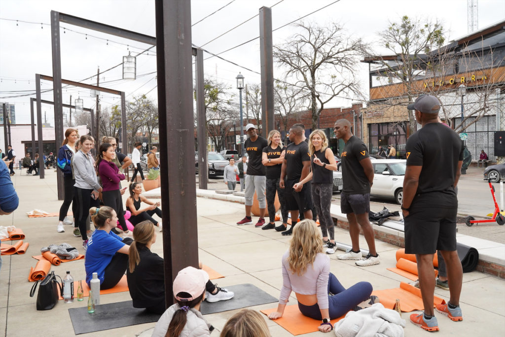 Vive Training led a vigorous workout outside of Jade + Clover on Deep Ellum's Main Street. (Photo by Hannah Gibson)