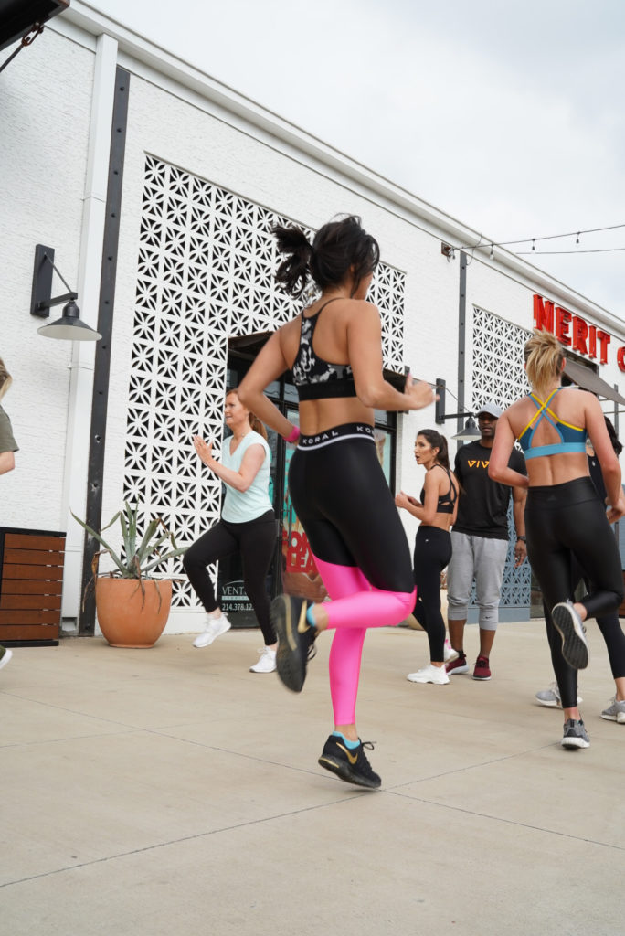 Vive Training led a vigorous workout outside of Jade + Clover on Deep Ellum's Main Street.  (Photo by Hannah Gibson)