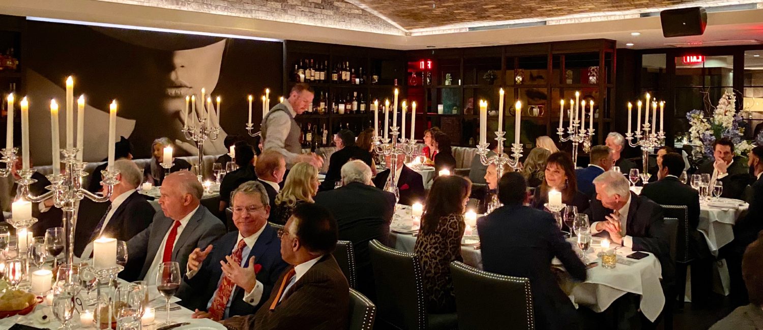 One of two dining rooms at Steak 48, where patrons wined and dined for the benefit of Notre Dame Cathedral in Paris (Photo by Michelle Watson/CatchlightGroup.com)