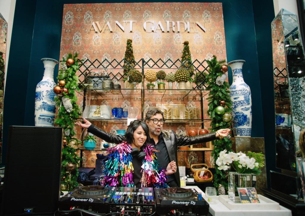 DJ Patricia Quirino spins the tune as Ceron hosts the trunk show party at Avant Garden. (Photo by Hung Nguyen)