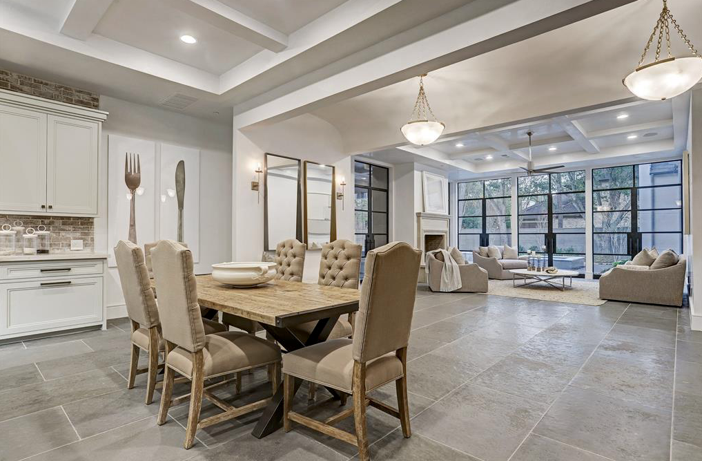 The breakfast area opens to the family room which overlooks the swimming pool. (Photo by TK Images)