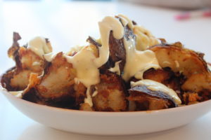 atico – Patatas Bravas, or cubed potatoes fried in oil, and served with aioli and ranchero