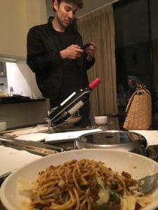 Scenes of the crime as reported by London Ham: “My housemate/Spotify Saint Zach Burger and a 3 am Spaghetti Bolognese.”