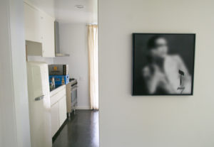 Michael Bevilacqua’s “Sheva Sheva,” 2019, loosely alludes to fashion and Hollywood. Texas dealer London Ham selected the artist for his gallery’s West Coast debut at the Chateau Marmont.