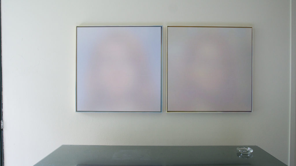 Michael Bevilacqua's "How to Disappear (Born to Die)" and "How to Disappear (Moan a Lisa)," 2019 installed in the master bedroom, curated by Blank Check's London Ham at L.A. haute spot Chateau Marmont.