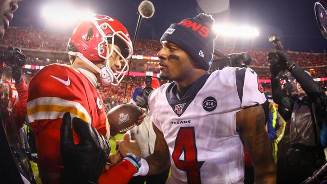 Patrick Mahomes and Deshaun Watson shared a moment after the Chiefs rolled back to a 51-31 playoff win.
