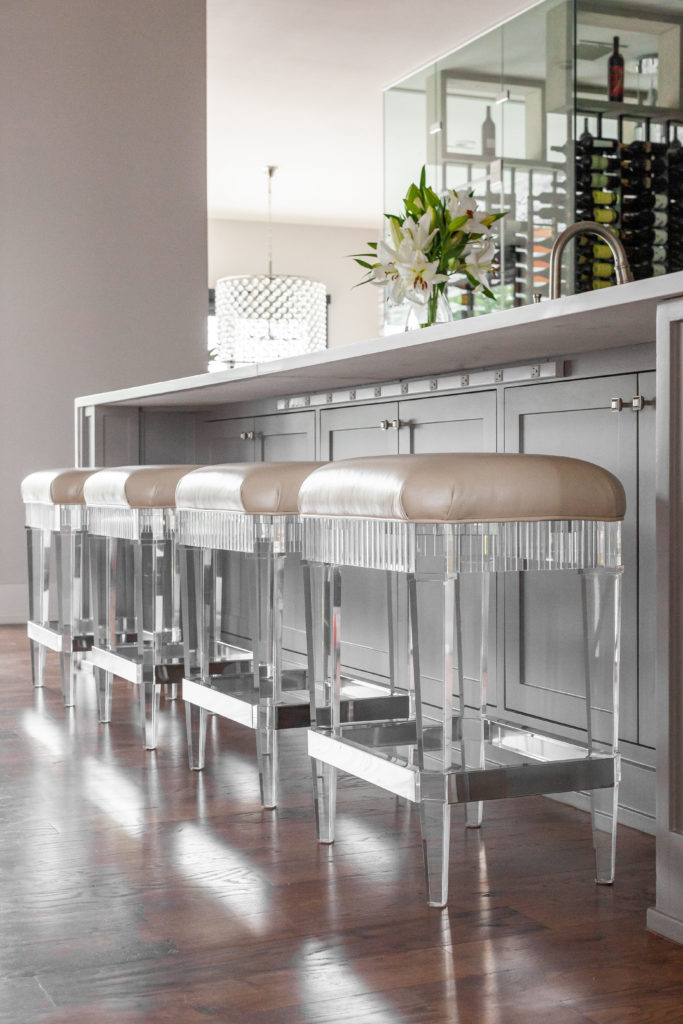 The whimsical bar stools are sourced from Ambella Home.  (Photo by Jen Burner)