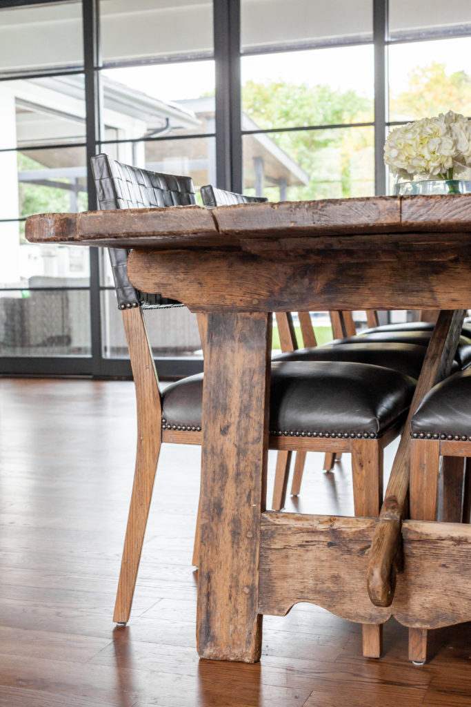 Detail of the 100-year-old dining table (Photo by Jen Burner)