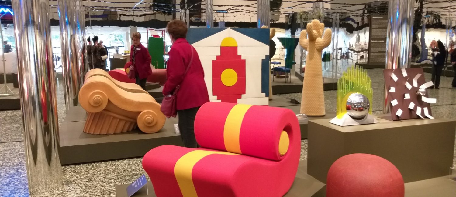 The dazzling Dennis Freedman Collection takes over the lobby of the Museum of Fine Arts, Houston’s Law Building, in “Radical: Italian Design 1965-1985.” (Photo by CDA)