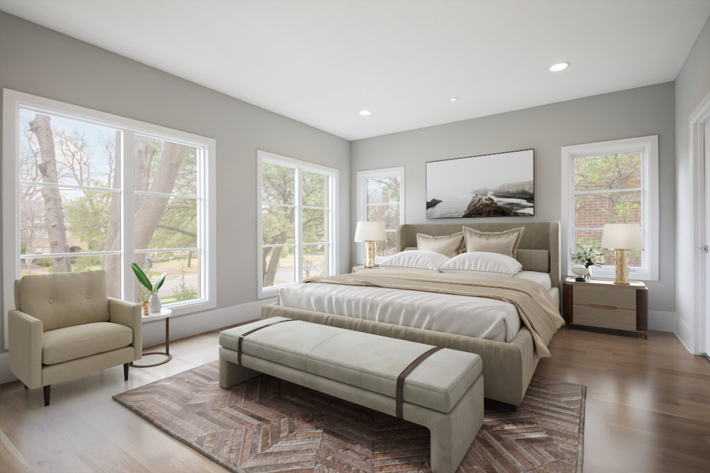 The home features five private en-suite bedrooms and six full bathrooms.